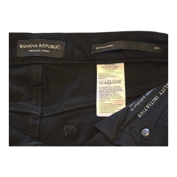 Banana Republic Jeans Womens Size 26P Black Mid-Rise Skinny Cropped Rock Casual - Picture 3 of 11